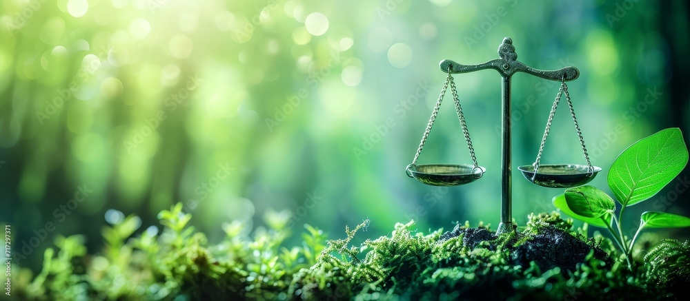 Law for sustainable environmental conservation, protection, and eco-friendly legislation to save Earth. - obrazy, fototapety, plakaty 