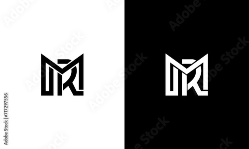 MR initials monoline logo design vector