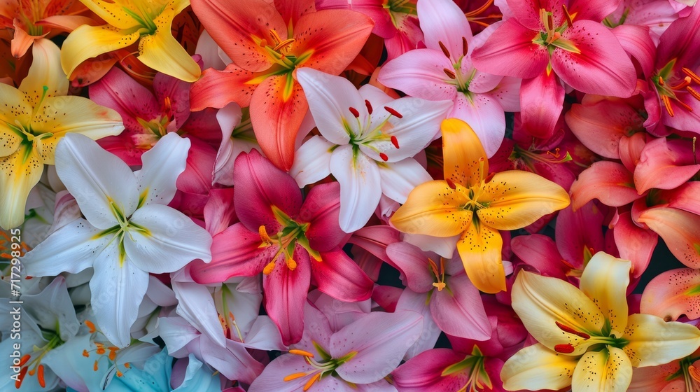 Fototapeta premium Tropical lily flowers in a variety of captivating colors generative ai