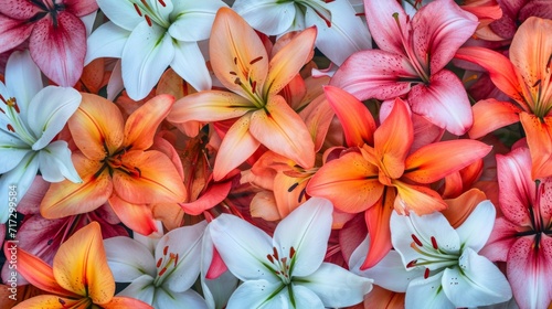 Tropical lily flowers in a variety of captivating colors generative ai