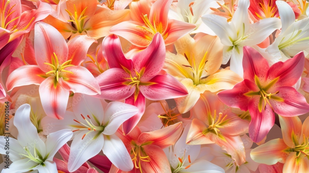 Fototapeta premium Tropical lily flowers in a variety of captivating colors generative ai
