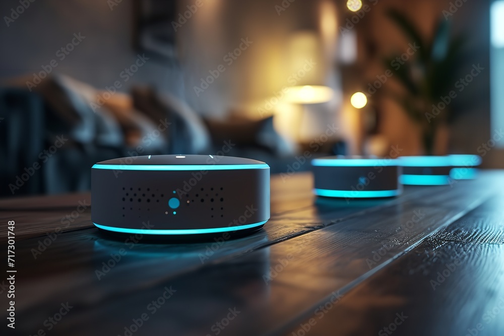 Wireless Speakers with Wi-Fi Sign: 3D Rendering

