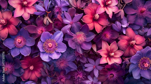 Tropical maracuja flowers in shades of purple and pink generative ai photo