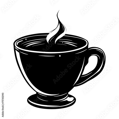 Silhouette a cup of coffee black color only