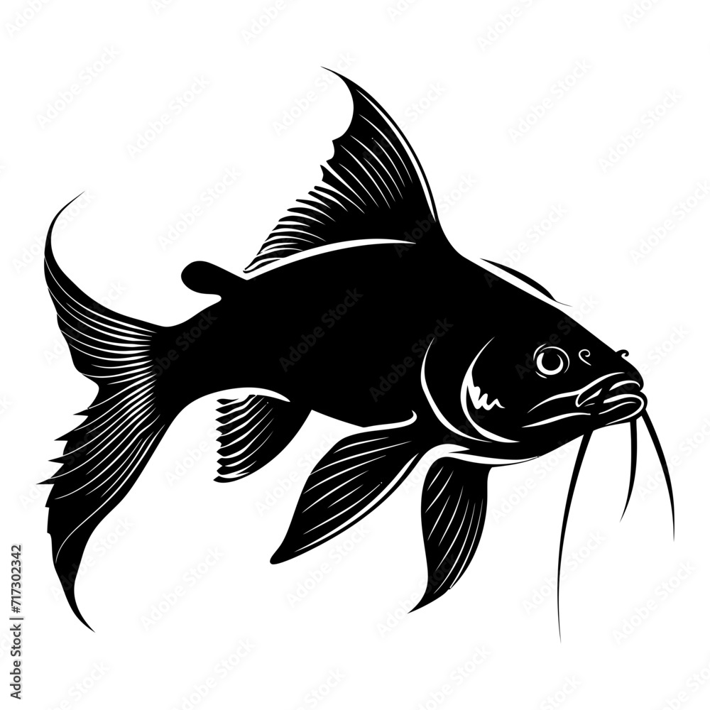 Fototapeta premium Silhouette catfish black color only