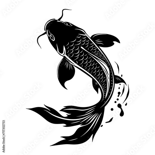 Silhouette koi fish black color only photo