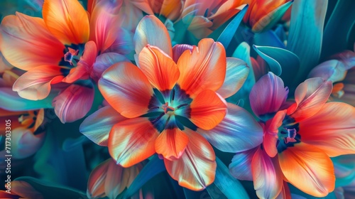 Tropical tulip flowers with a burst of lively colors generative ai #717303305