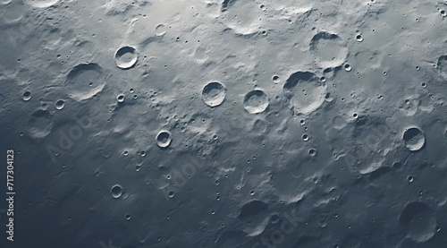 Craters and Ridges of the Moon's Surface, Close-Up of the Lunar Terrain, Pockmarked topography filled with various craters and ridges photo