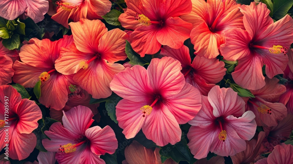 custom made wallpaper toronto digitalVivid hibiscus flowers in a tropical garden, generative ai