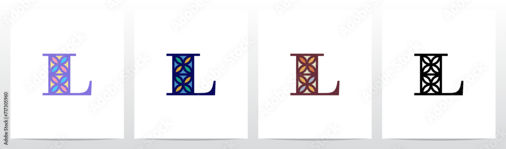 Fototapeta premium Tile Pattern Mosaic Letter Logo Design L