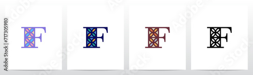Tile Pattern Mosaic Letter Logo Design F