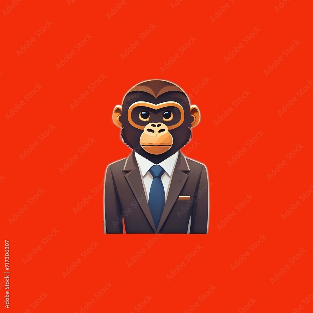 Chinese zodiac symbol Monkey against red background