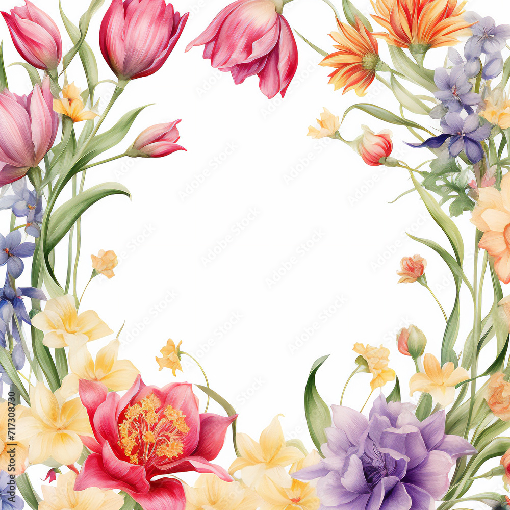 frame of plant and flowers with spring theme frame of plant and flowers with spring theme
