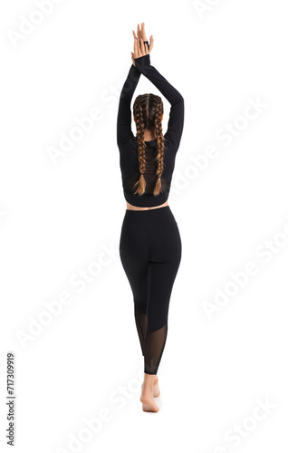 Sporty young woman in black...