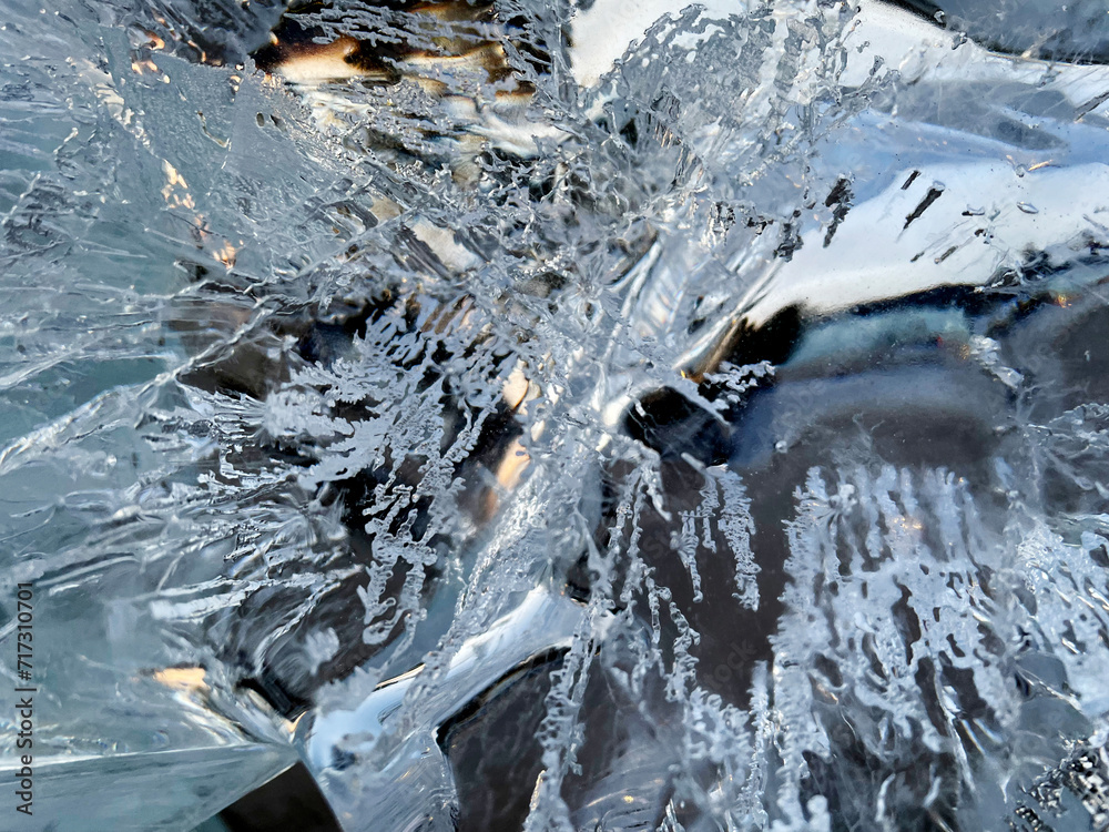 Texture of blue beautiful ice Texture of blue beautiful ice