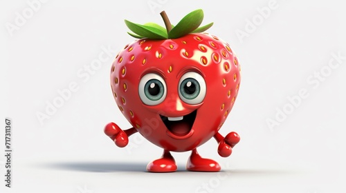 A cute cartoon strawberry fruits character Ai Generative