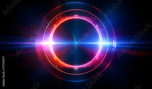 Shiny neon digital lens flare isolated on black, Quantum Leap Radiance of an Energy Vortex