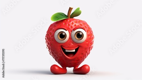 A cute cartoon strawberry fruits character Ai Generative