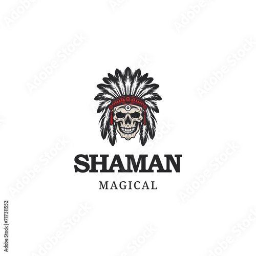 American Indian logo,tribe logo,skull tribe logo design vector