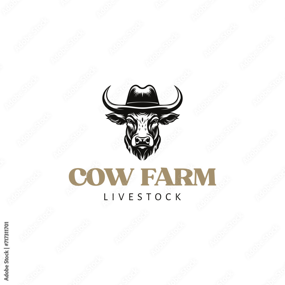 cow head with baseball hat logo silhouette vector illustration cow head with baseball hat logo silhouette vector illustration