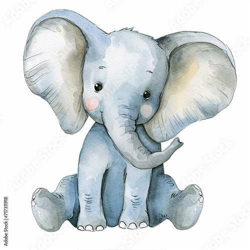 watercolour baby elephant clip arts