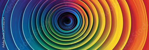 concentric circles in radiant hues converge to shape a dynamic rainbow background, generative AI