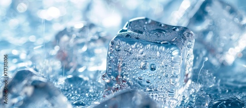 Frozen water can be clear or bluish white, depending on impurities.