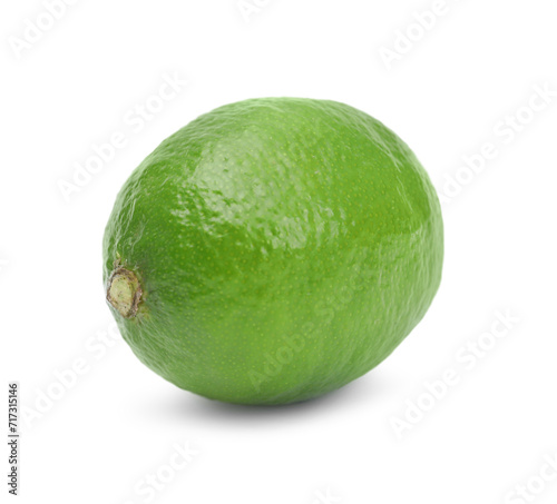 One fresh ripe lime isolated on white