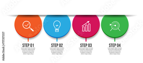Vector Infographic simple design with 4 options or steps. Can be used for presentation banners, workflow layouts, flow charts, infographics, your business presentations