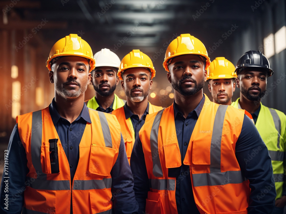 a group of men in safety vests a group of men in safety vests