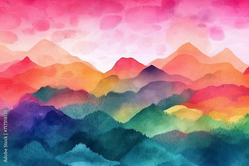 Vibrant watercolor blend, landscape-inspired background. Generative AI