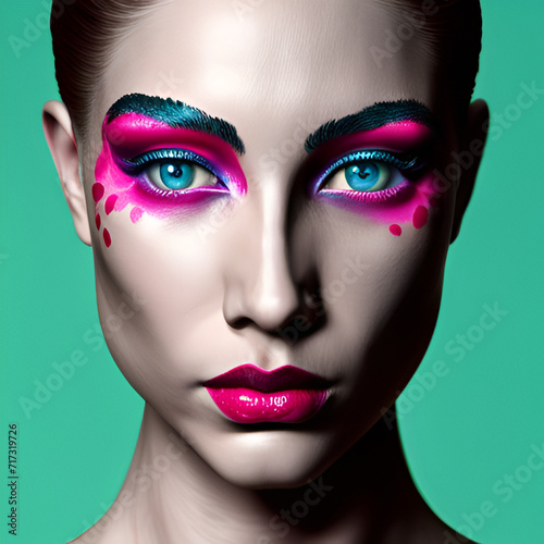 model with heavy makeup. Generative AI