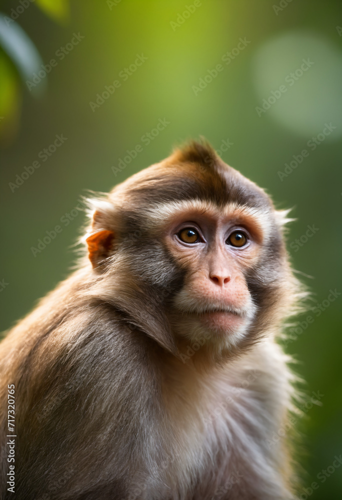 Cute Monkey Portrait in Jungle Cute Monkey Portrait in Jungle
