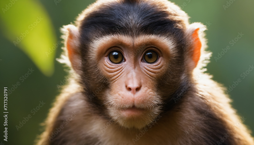 Cute Monkey Portrait in Jungle Cute Monkey Portrait in Jungle