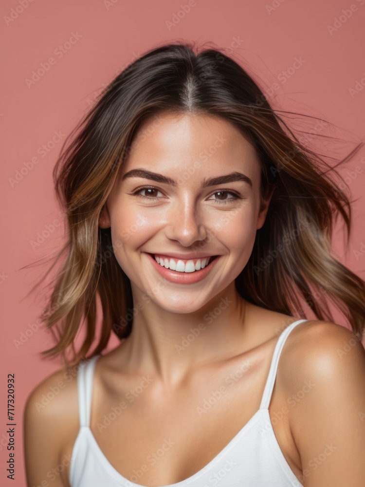 Attractive and confident smiling young woman close up portrait Attractive and confident smiling young woman close up portrait