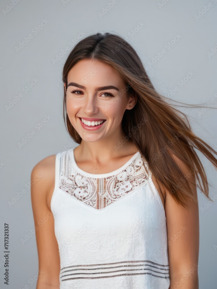 Fototapeta premium Attractive and confident smiling young woman close up portrait