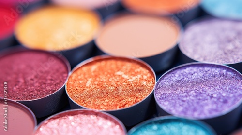 Extreme closeup of a makeup palette, used to create stunning beauty looks for social media.