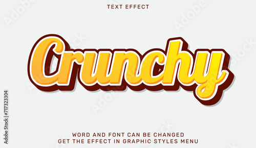 Crunchy text effect template in 3d design
