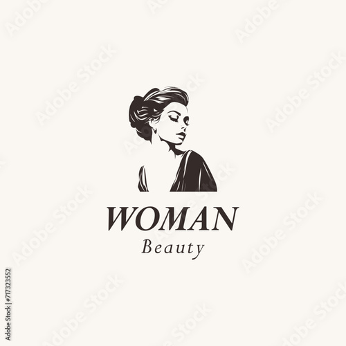 Obraz na płótnie beauty woman logo design for salon, makeover, hair stylist, haidresser, hairc cut. w salonie