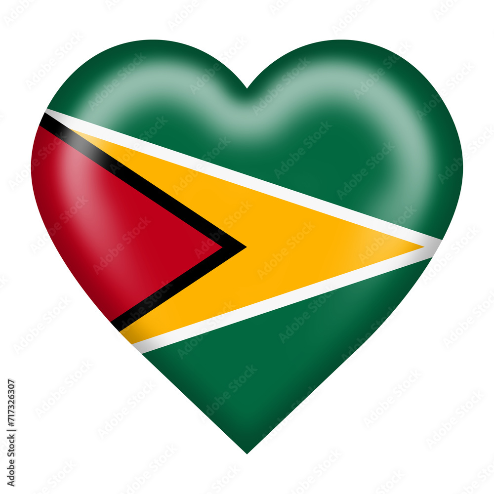 Guyana flag heart button with clipping path Guyana flag heart button with clipping path