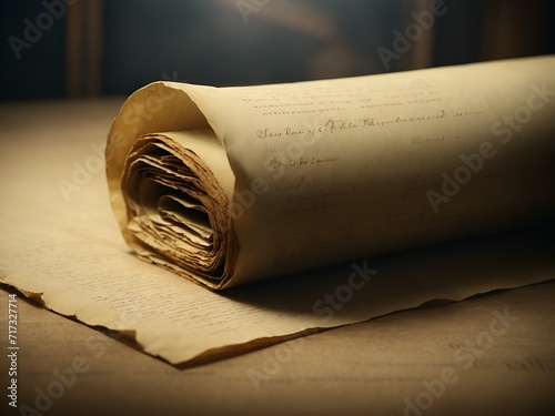 Rolled old parchment documents
