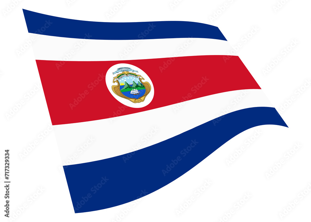 Costa Rica waving flag 3d illustration with clipping path