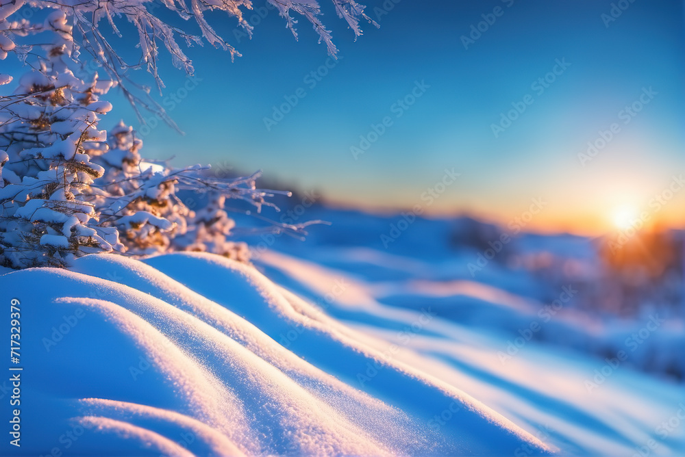 Beautiful mountain snow scene outdoors on a sunny day