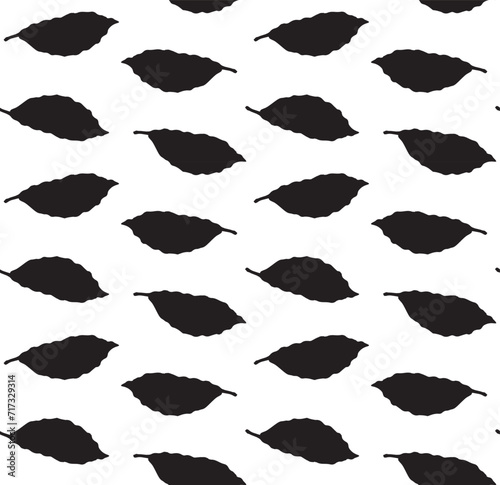 Vector seamless pattern of hand drawn bay leaf silhouette isolated on white background
