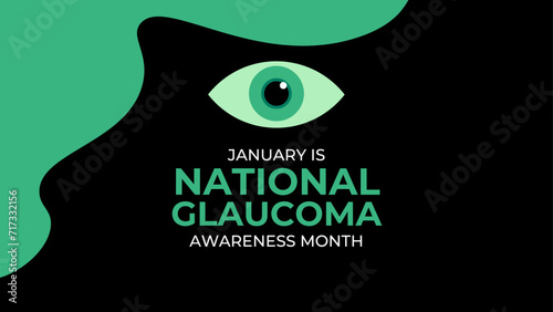 Glaucoma Awareness Month. Celebrate annual in January. Vision problems. Save your eyes. Prevention and protection. Green ribbon. Medical healthcare concept. Poster, banner, flyer, brochure, background