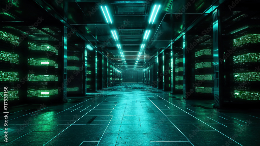 Fototapeta premium Hyperscale Data Center Infrastructure: Advanced Networking and Cloud Computing Technology