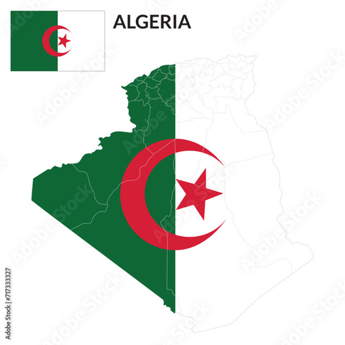 Algeria map. Map of Algeria with Algeria flag