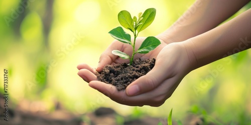 hands holding growing sapling