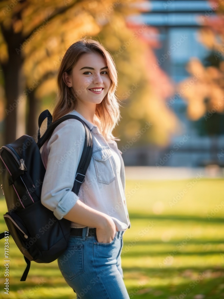 attractive young female student at the campus attractive young female student at the campus
