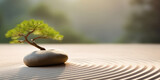 Zen Harmony: Tranquil Balance of Nature and Relaxation on Green Pebble Garden